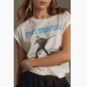 NWOT Anthropologie - Letluv - Bruce Springsteen Roll-Sleeve Graphic Tee XXS